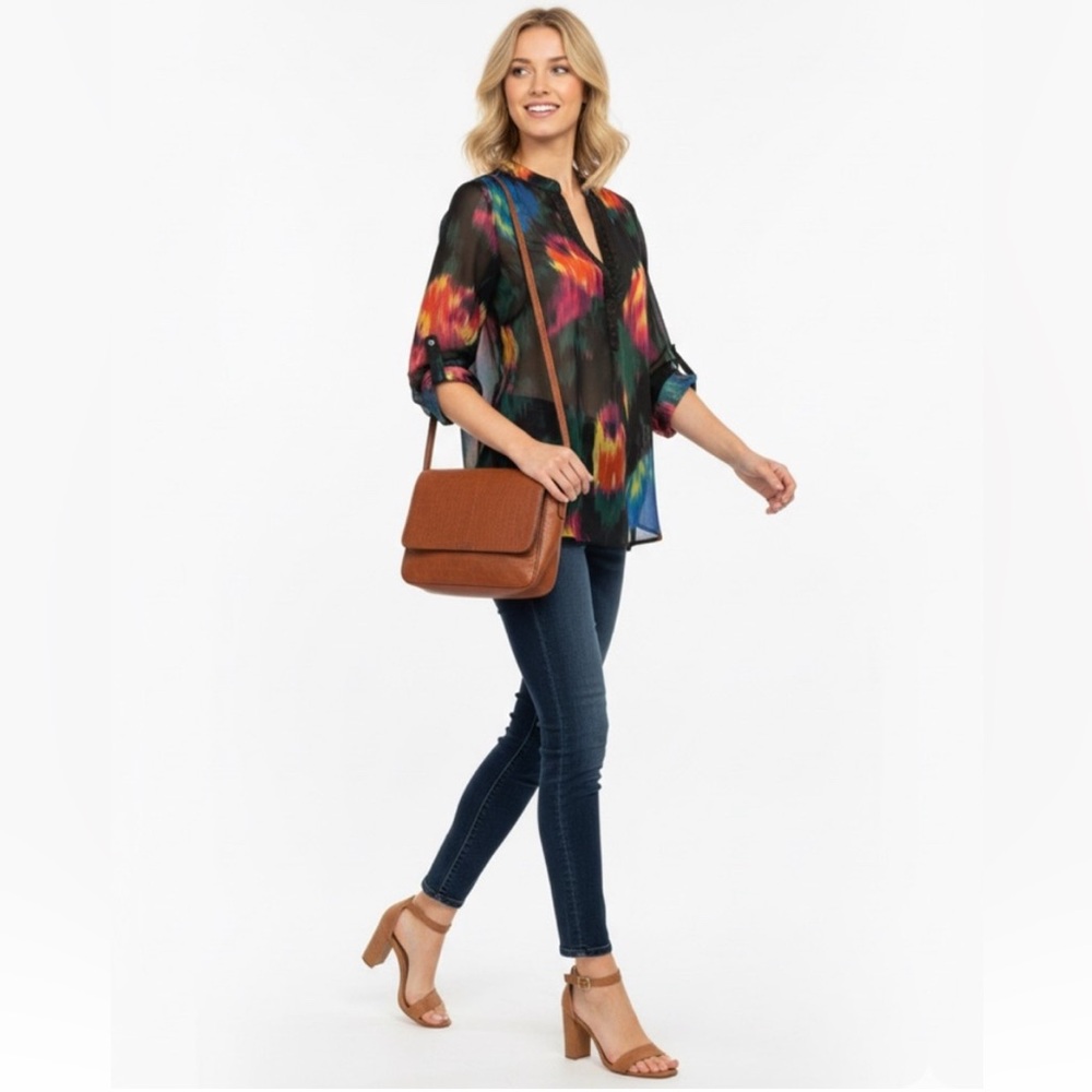 Anthropologie Tiny Tulipano Multicolor Watercolor Sheer Women's Blouse